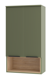 Подвесной шкаф над стиральной машиной Brevita Enfida ENF-08060-081 60см с подсветкой зелёный/дуб Сонома светлый